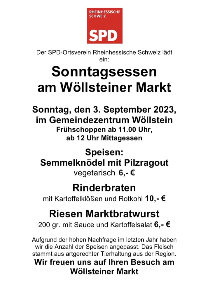 Read more about the article Sonntagsessen am Wöllsteiner Markt (03.09.2023)