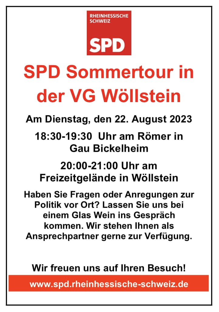 Read more about the article SPD Sommertour in der VG Wöllstein in Gau-Bickelheim und Wöllstein