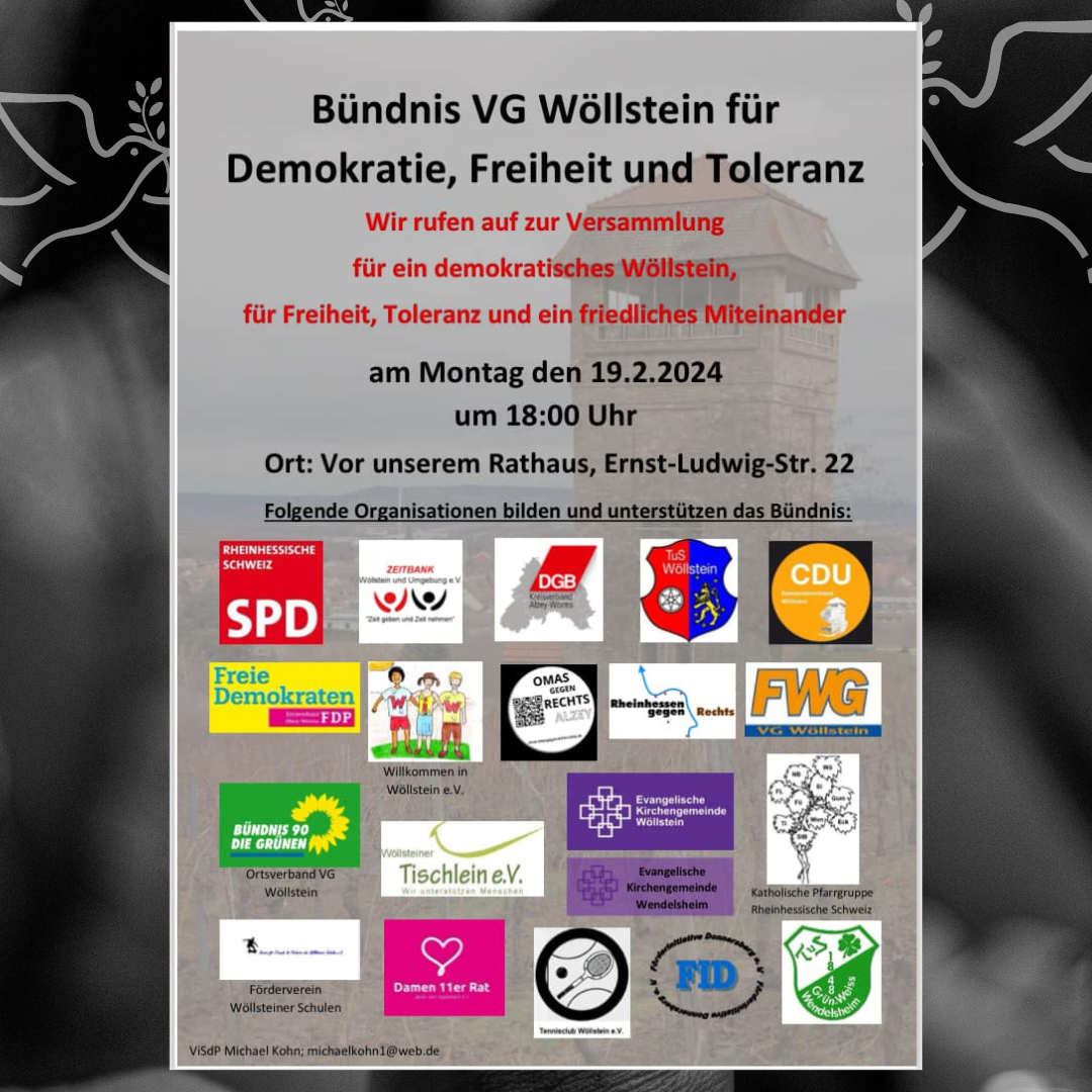 Read more about the article Bündnis VG Wöllstein für Demokratie, Freiheit und Toleranz